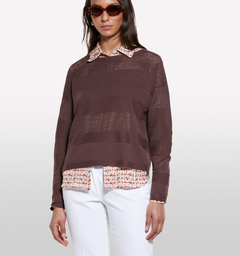 Brown boat neck sweater - women's boat neck sweaters - Dark Brown | Sisley image number 4